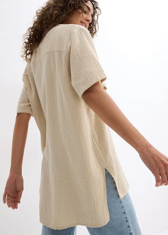 Skjortebluse i musselin, bonprix