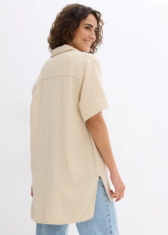 Skjortebluse i musselin, bonprix