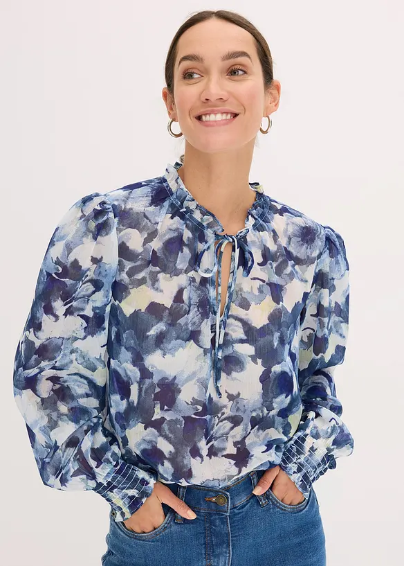 Mønstret chiffonbluse, bonprix