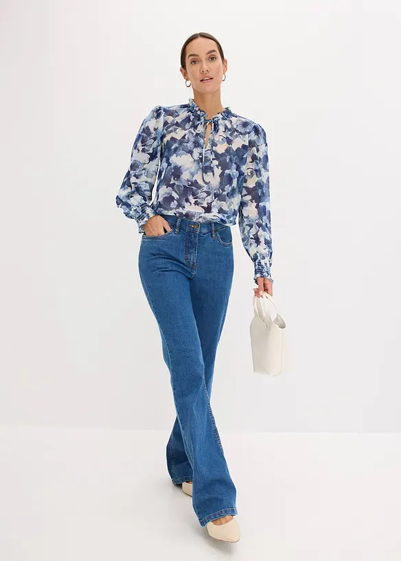 Mønstret chiffonbluse, bonprix