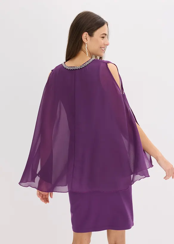 Chiffonkjole med strasspynt, bonprix