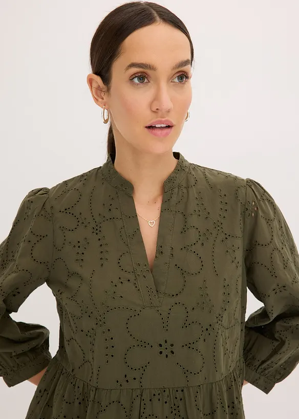 Tunikakjole med hullbroderi, bonprix