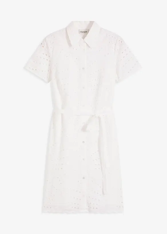 Skjortekjole med hullbroderi, bonprix