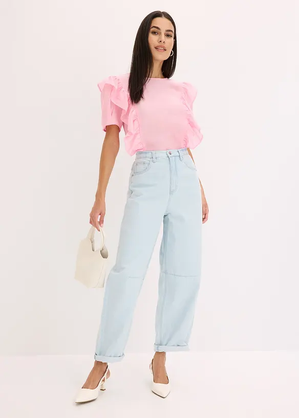 Bluse med volanger, bonprix
