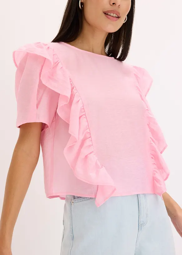 Bluse med volanger, bonprix