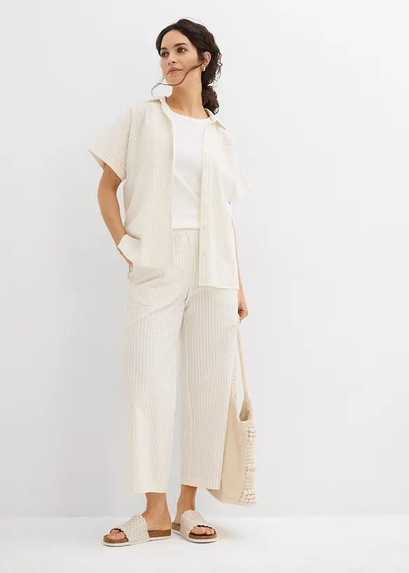 Kortermet bluse i kreppmateriale, bonprix