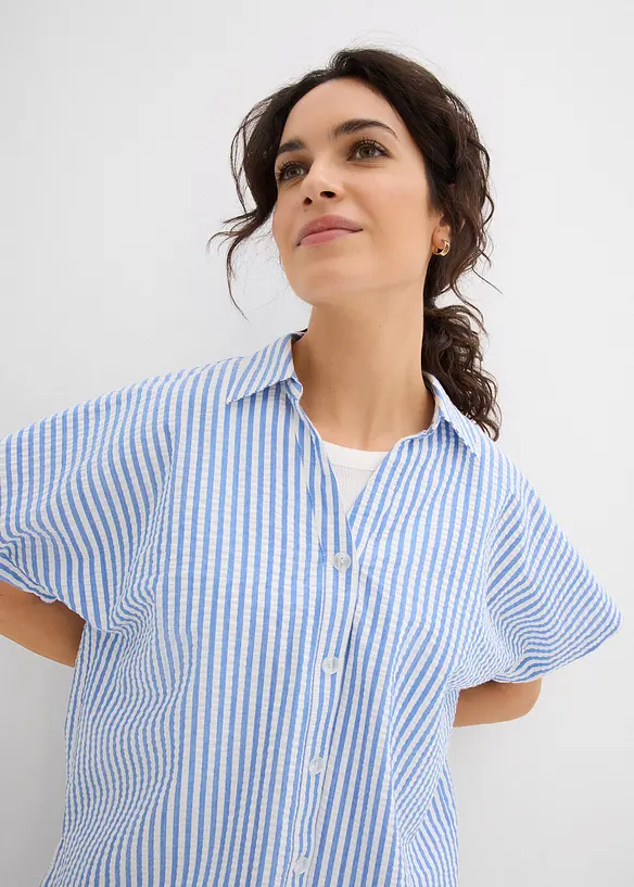 Kortermet bluse i kreppmateriale, bonprix