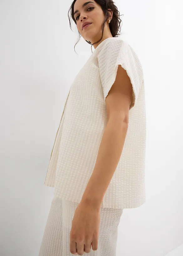 Kortermet bluse i kreppmateriale, bonprix