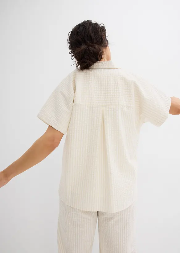 Kortermet bluse i kreppmateriale, bonprix