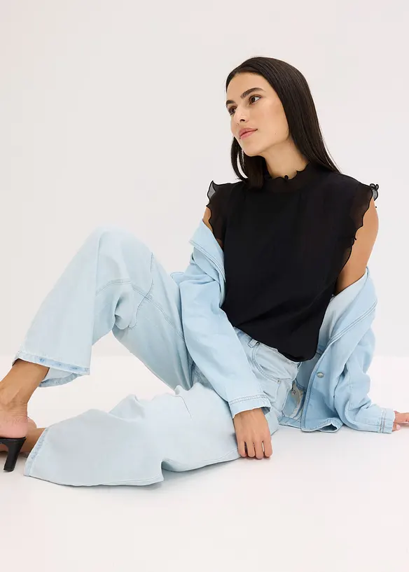 Bluse med volanger, bonprix