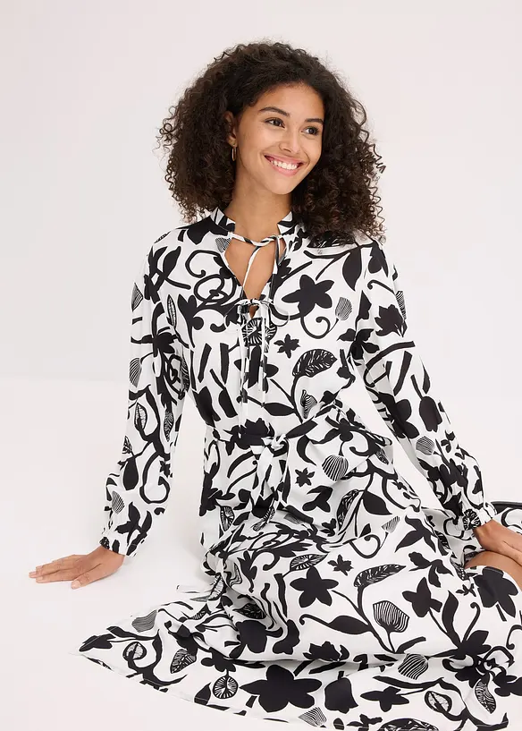 Kjole i kaftan-look og lett viskose, bonprix