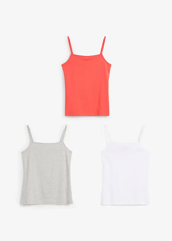 Stroppetopp med økologisk bomull (3-pack), bonprix