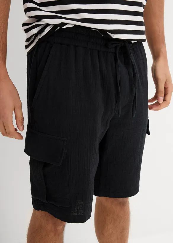 Regular Fit bermudashorts av luftig musselin, bonprix