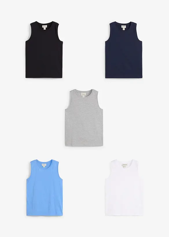 Singlet med økologisk bomull (5-pack), bonprix
