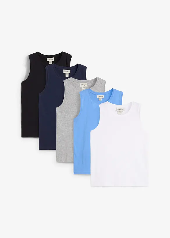 Singlet med økologisk bomull (5-pack), bonprix