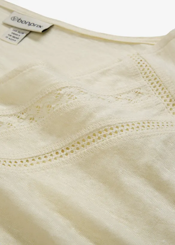 T-skjorte i 100% lin med blonder, bonprix