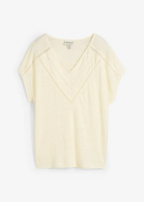 T-skjorte i 100% lin med blonder, bonprix