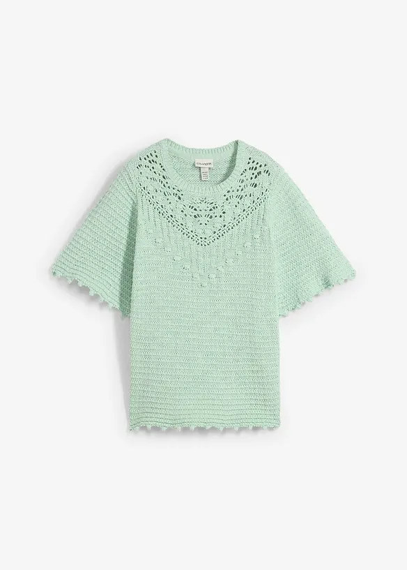 Genser med hullmønster og lin, bonprix