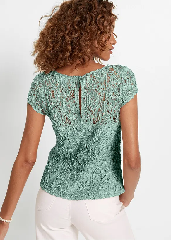 Bluse i blondemateriale, bonprix