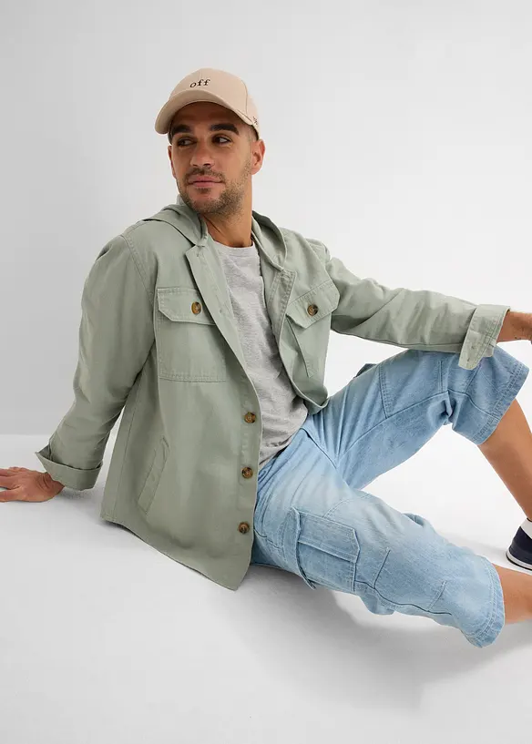 Regular Fit 3/4-cargojeans med stretch, Straight, bonprix