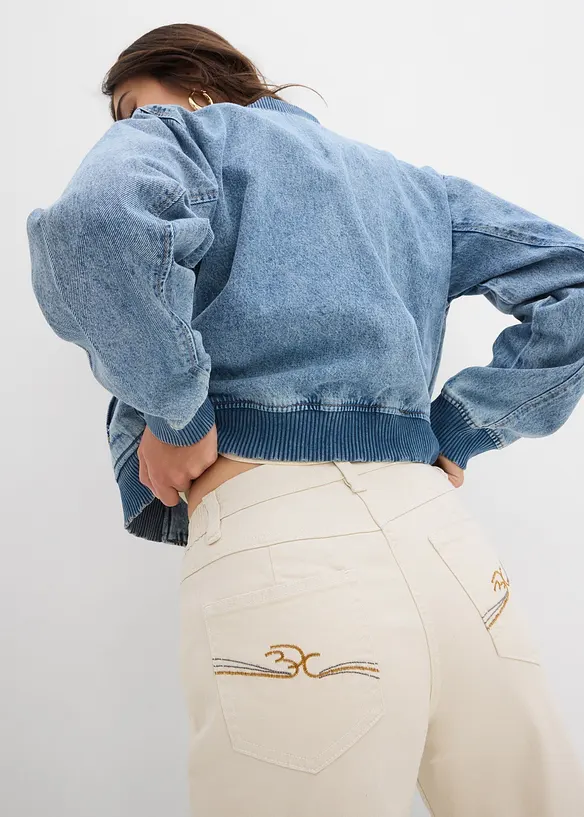 Wide Leg-jeans Mid Waist, komfortlinning, bonprix