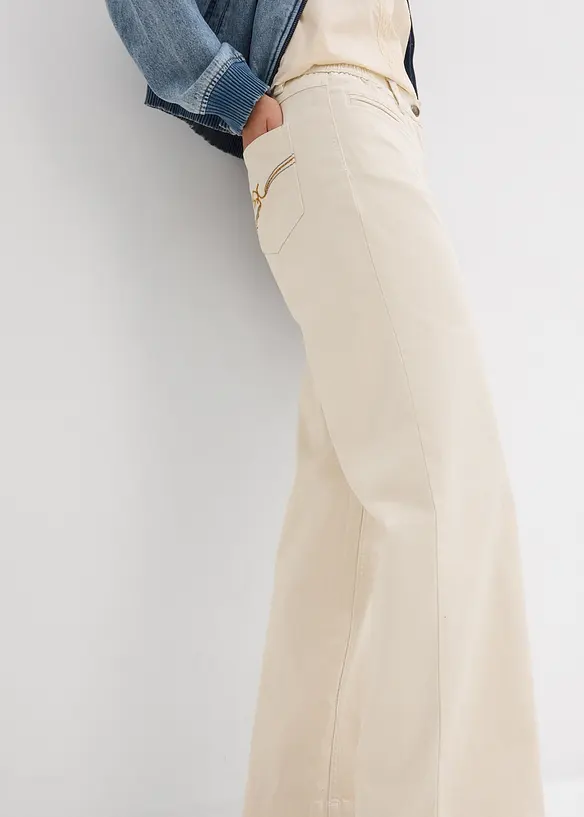 Wide Leg-jeans Mid Waist, komfortlinning, bonprix