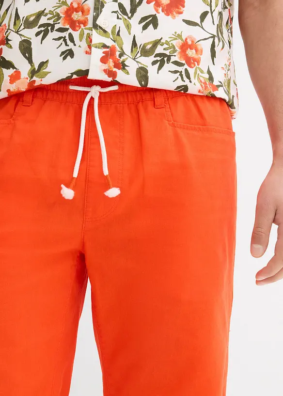 Pull on-bermudashorts i luftig linmiks, Regular Fit, bonprix