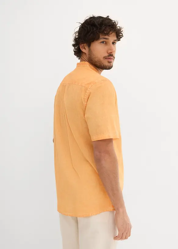 Kortermet skjorte i vasket look, bonprix