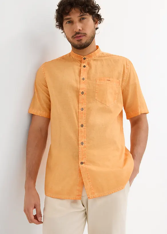 Kortermet skjorte i vasket look, bonprix