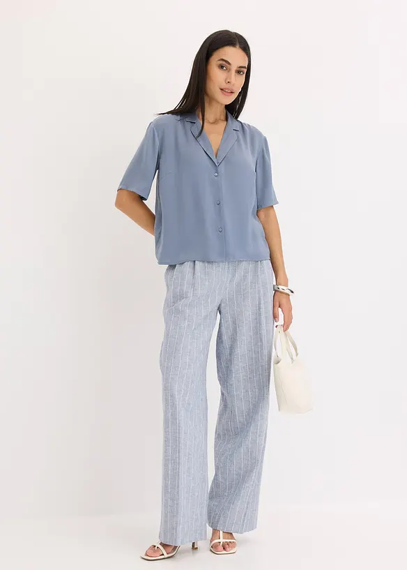 Satengbluse med krage med slag, bonprix