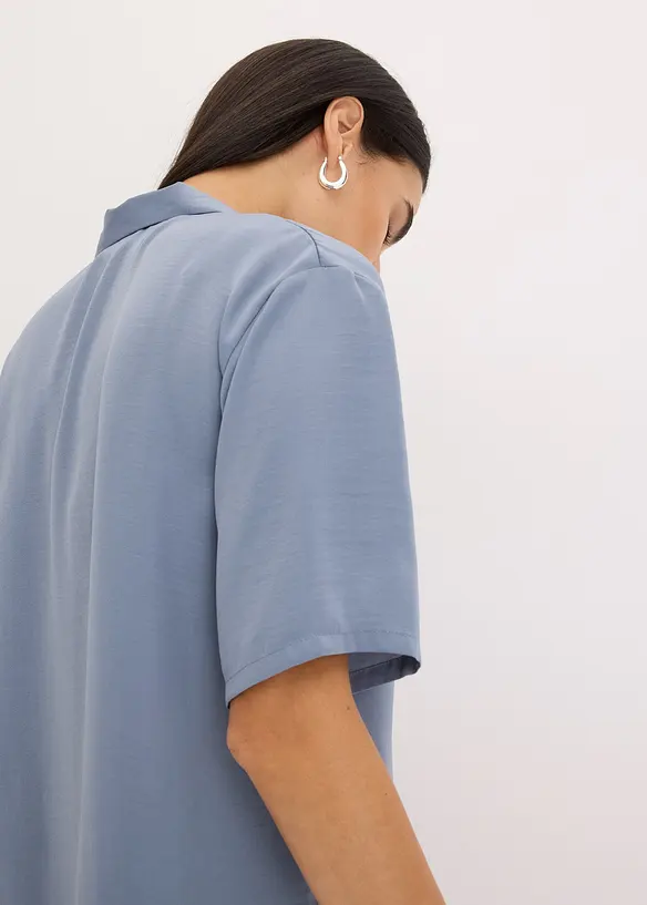 Satengbluse med krage med slag, bonprix
