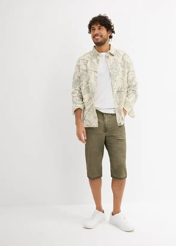 Lang bermudashorts med stretch i vasket look, Regular Fit, bonprix