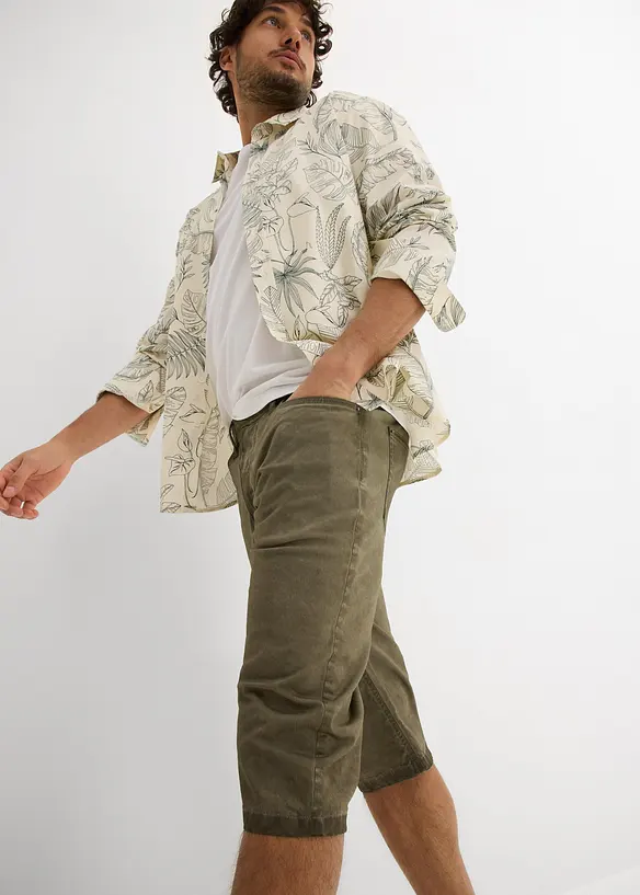 Lang bermudashorts med stretch i vasket look, Regular Fit, bonprix