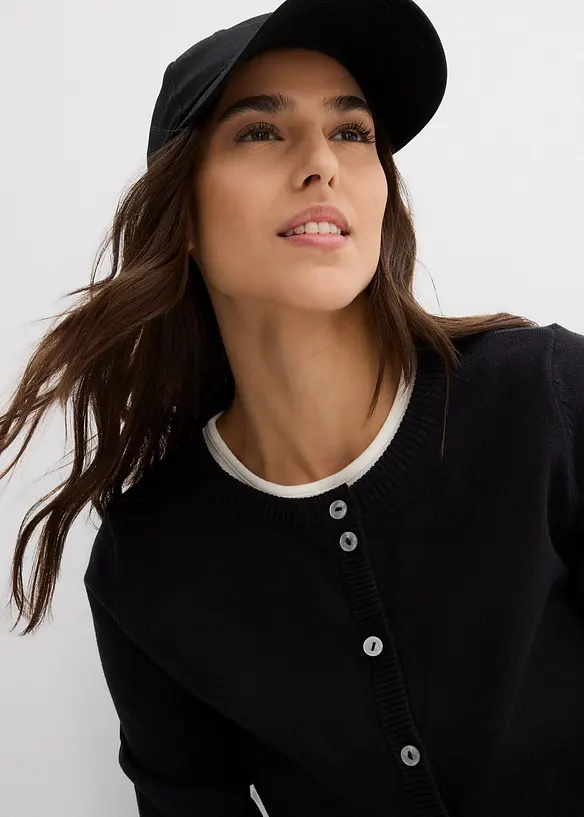 Cardigan med rund hals, bonprix