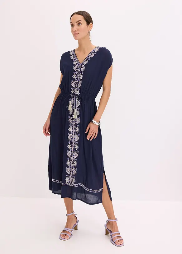 Boho-midikjole med broderi, bonprix