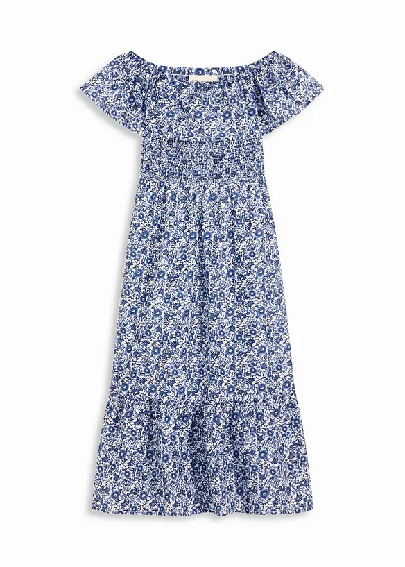 Boho-midikjole med carmen-utringning, av lett bomullsmateriale, bonprix