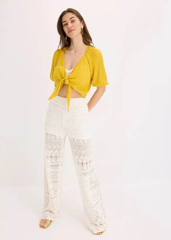 Pull on-bukse med strikket hullmønster, bonprix