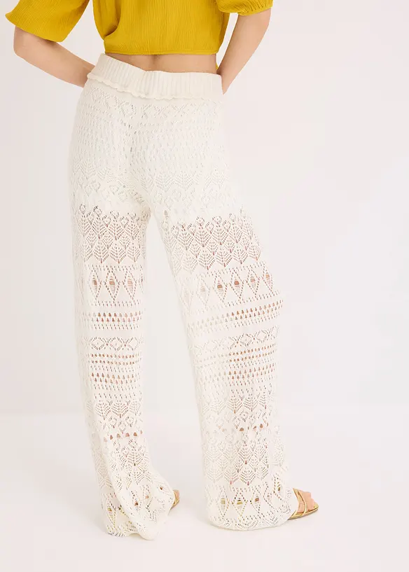 Pull on-bukse med strikket hullmønster, bonprix