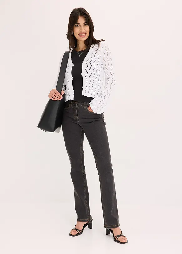 Kort cardigan i heklet look, bonprix