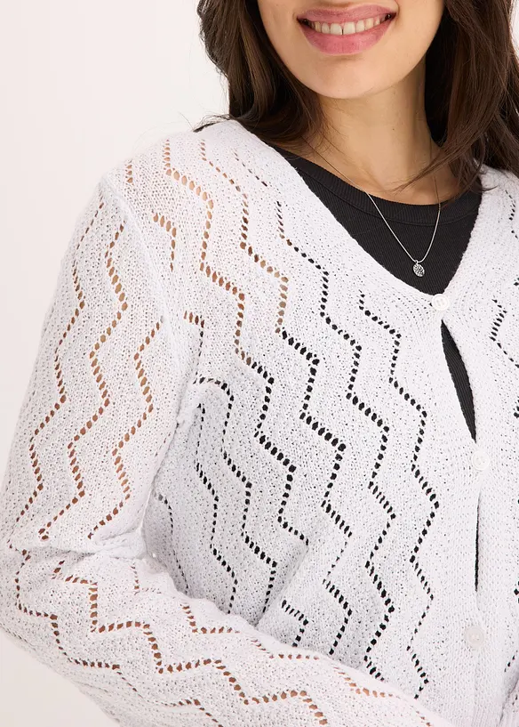 Kort cardigan i heklet look, bonprix