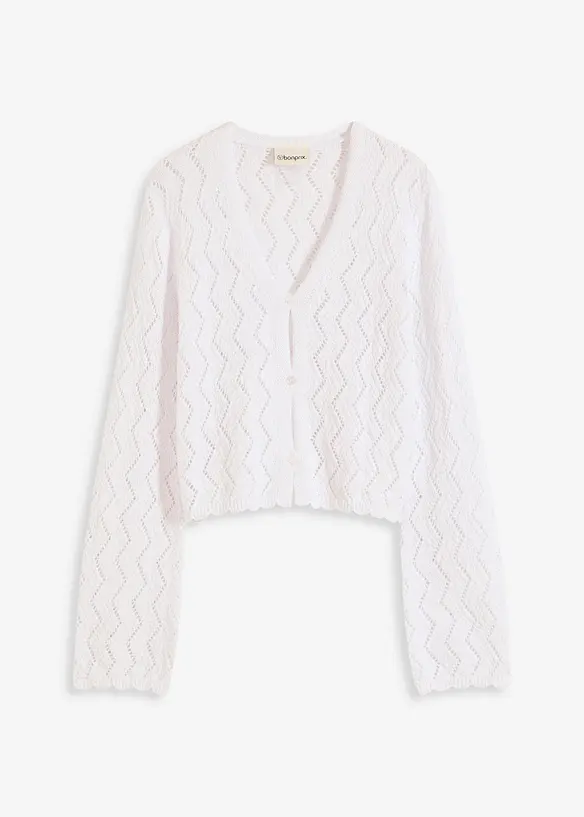 Kort cardigan i heklet look, bonprix