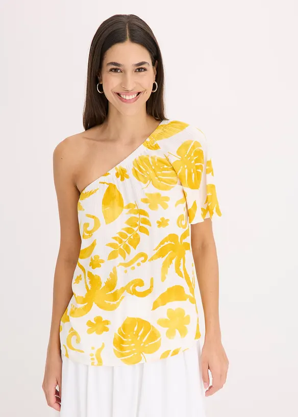 One shoulder-bluse i strukturert viskose, bonprix