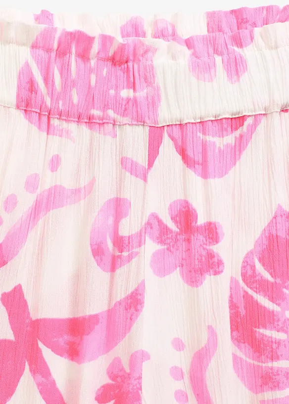 Vid bukse i strukturert viskose med trykt mønster, bonprix