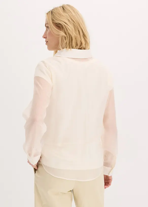 Bluse i strukturert, transparent materiale, bonprix
