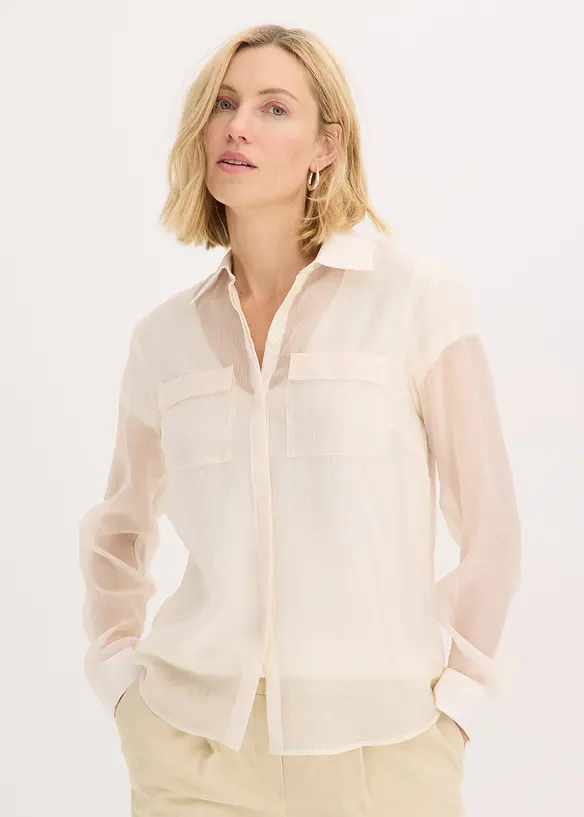 Bluse i strukturert, transparent materiale, bonprix