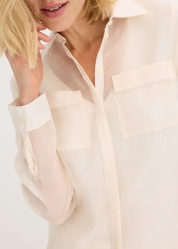 Bluse i strukturert, transparent materiale, bonprix