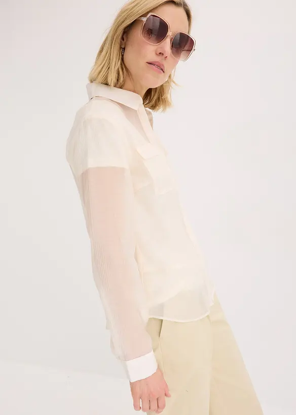 Bluse i strukturert, transparent materiale, bonprix