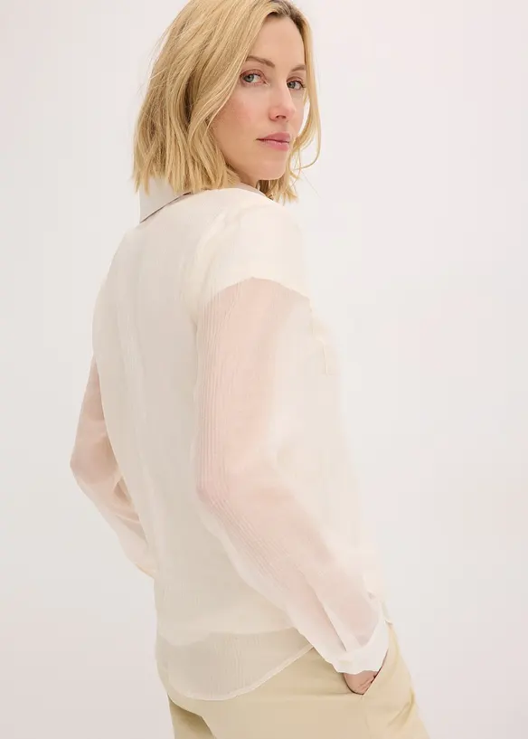 Bluse i strukturert, transparent materiale, bonprix