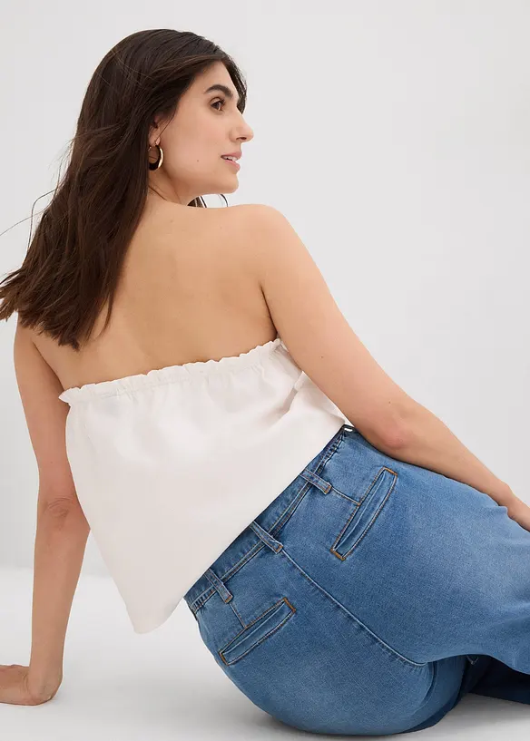 Wide Leg-jeans High Waist, komfortlinning cropped, bonprix