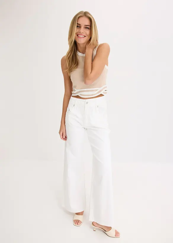 Strikket topp i kort modell med twisted nederkant, bonprix